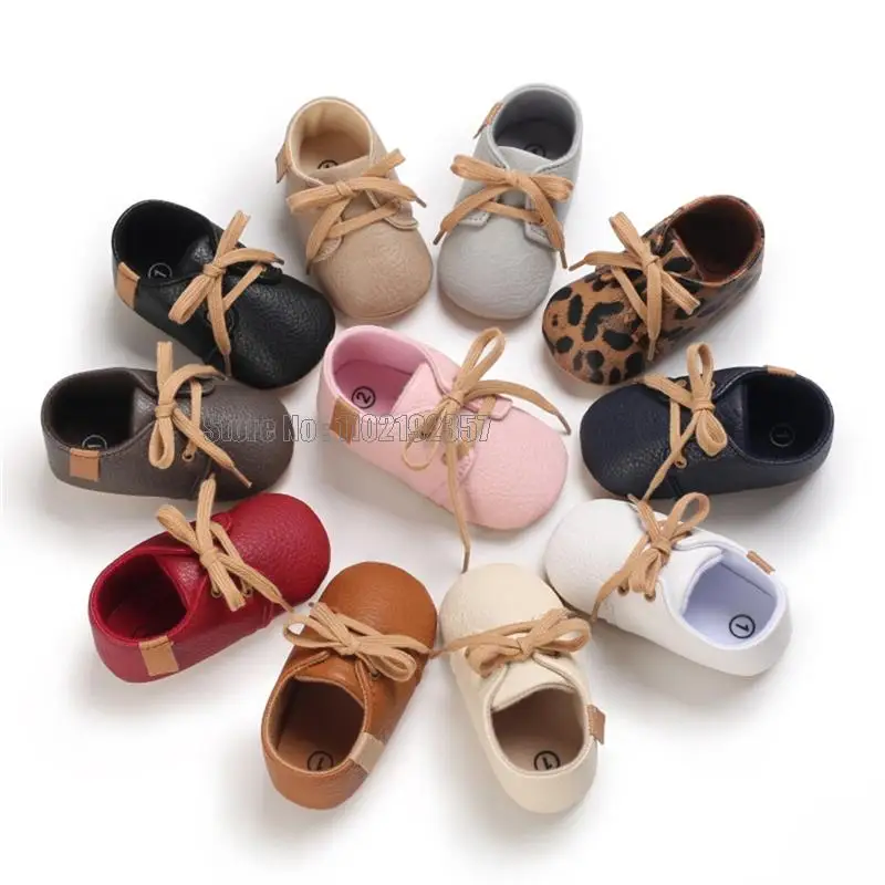 Vintage Baby Newborn Infant Boy Girl Prewalker Classical Pu Soft Anti-slip Toddler Crawl Moccasins Shoes 3