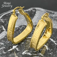 Original Dubai 18K Gold Plated Hoop Earrings for Women Copper Hook Drop Earrings African Jewelry Set Party Wedding Gifts