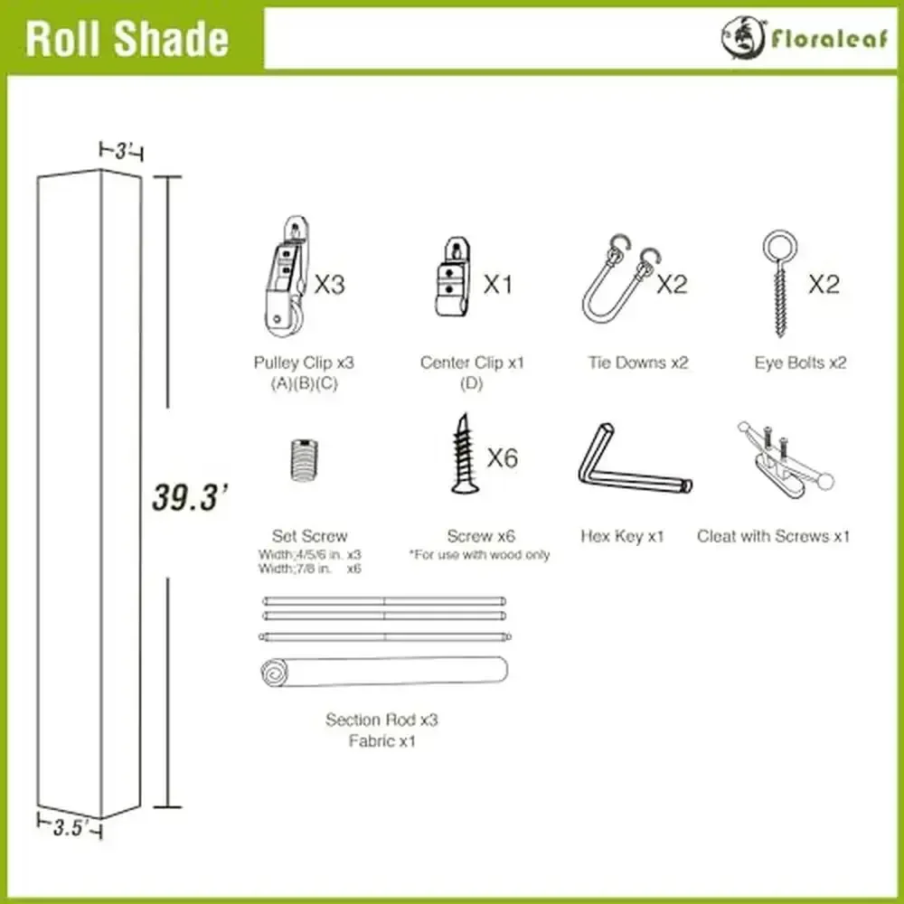 Roller Shades Window Blinds Porch Balcony Sunshade Privacy 4'W x 6'H Outdoor Patio Deck Pergola Gazebo Shade Screen UV Blocking