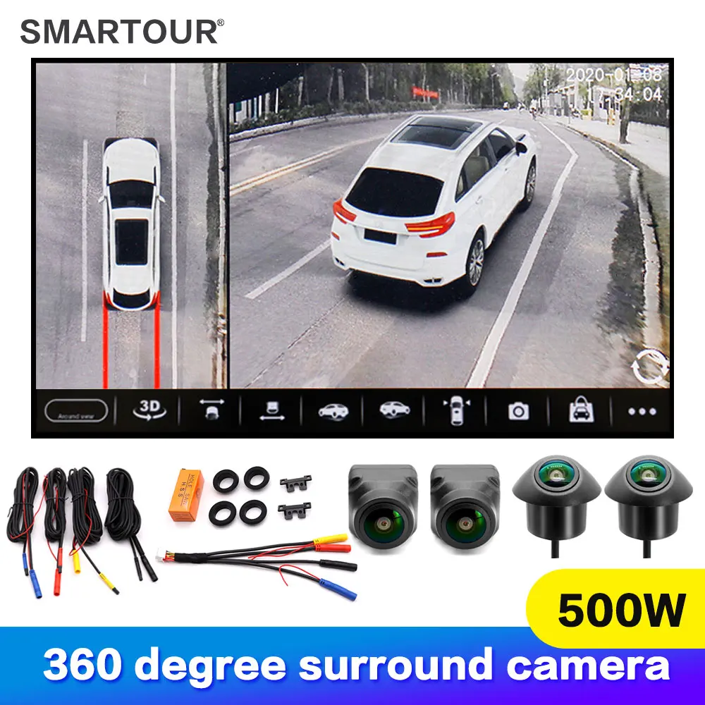 

Smartour 500W 360 Degree Camera Support AHD 720P / 1080P Bird View System Accessories Front/Side/Rear View For Car Android Radio