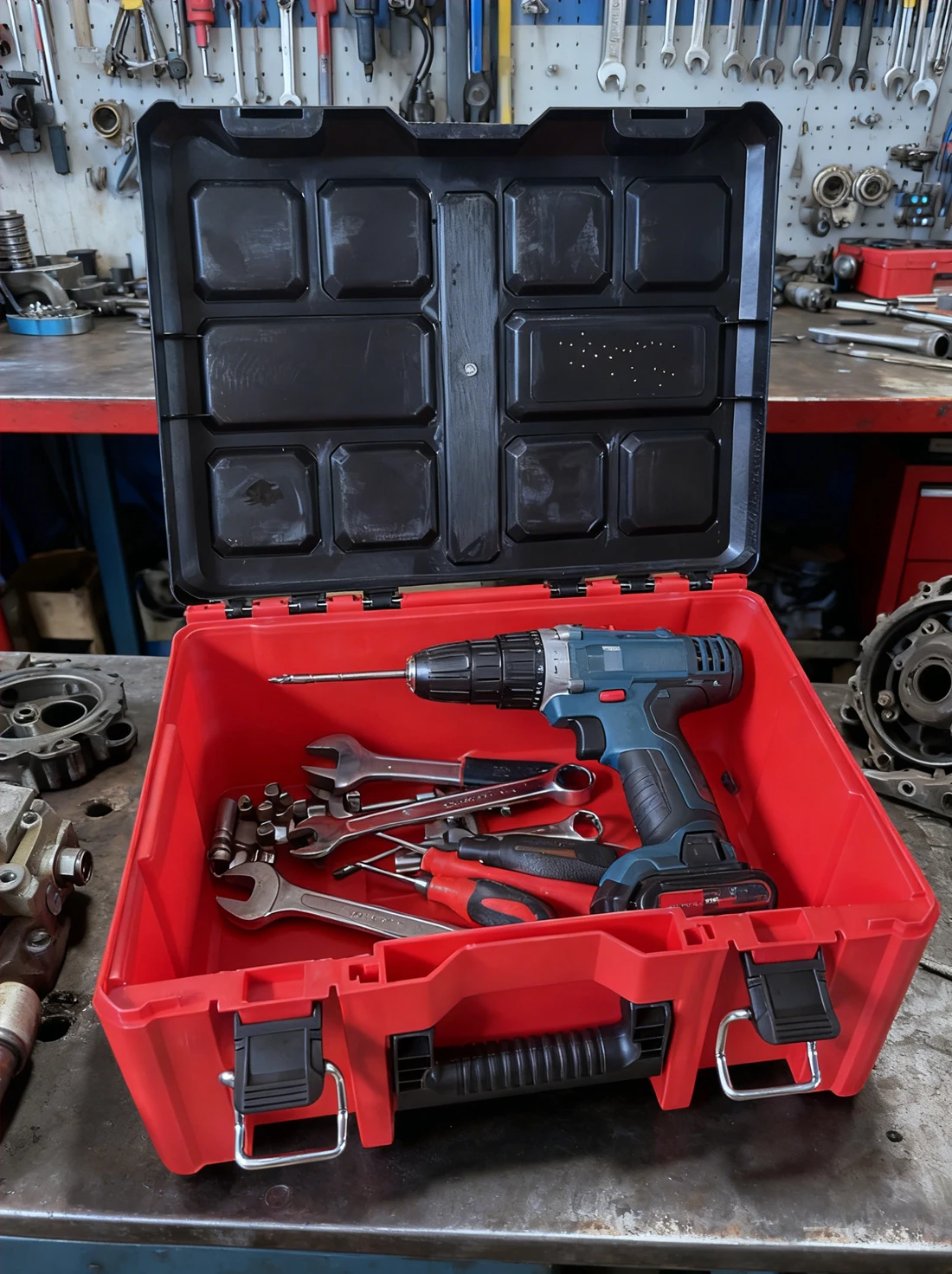 대용량 공구함, 충격 방지 하드 케이스, 하드웨어 공구함 정리함, 휴대용 공구함, 자동차 정비사용 공구함 정리함