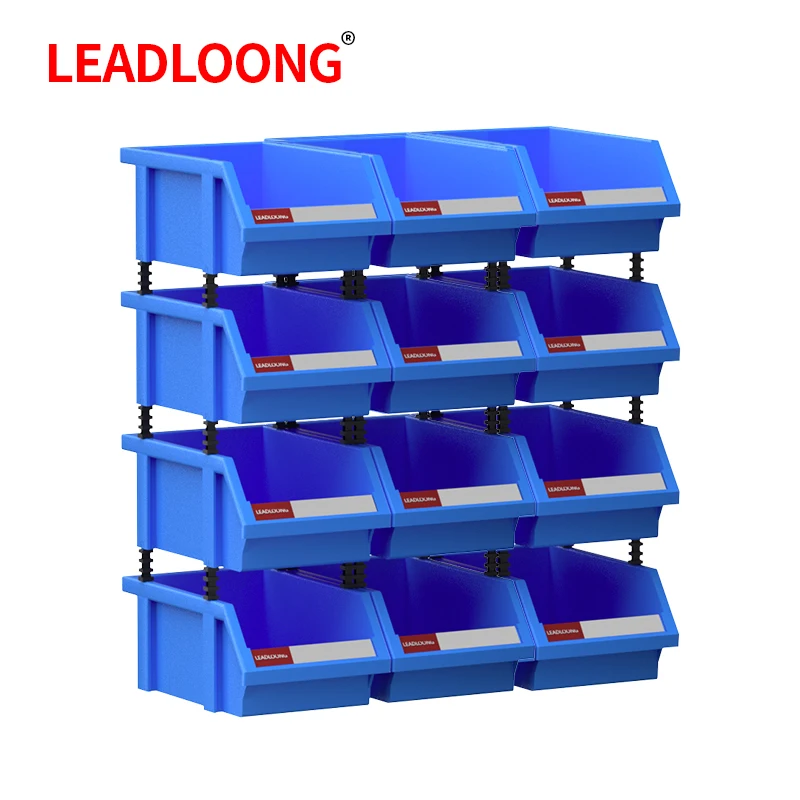 LEADLOONG X1 12pcs 180*120*80mm/7.09*4.72*3.15inch Plastic Stackable Storage Bins Small Tool Component Box for Garage 4