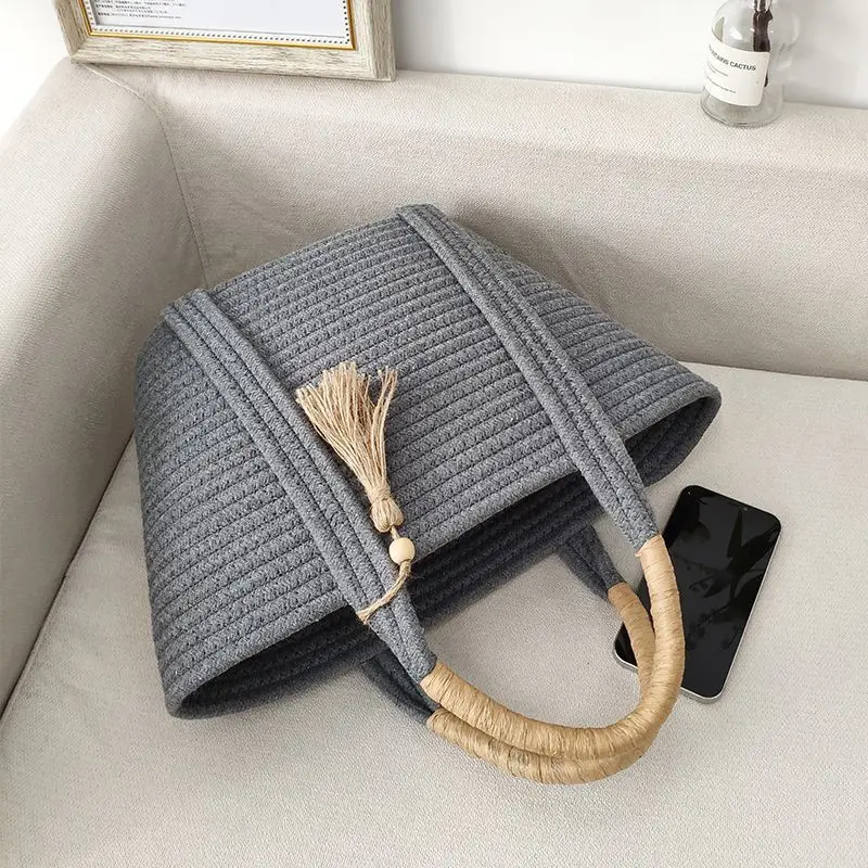 Women Handbag New Ins Simple Fashion Versatile Cotton Rope Woven