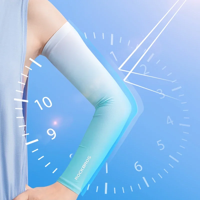 ROCKBROS Arm Sleeves sun protection arm sleeves arm sleeves cooling arm sleeves Gradient Color Running Fishing Sunscreen Sleeve Summer Cool Quick Dry Breathable Ice Silk Cycling Equipment