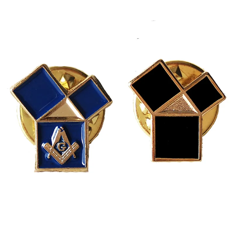 Masonic Lapel Pins Black Blue Freemasonary Symbol Badges Freemason GiftsThe 47th Problem of Euclid Gold Plated, 0.55