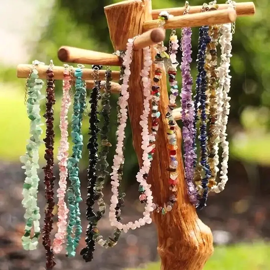 Bohemian Crystal Necklaces Healing Natural Stone Choker Necklace for Women Irregualr Chip Beads Amethysts Pink Quartz Lapis H123 velvet choker necklaces,women jewelry