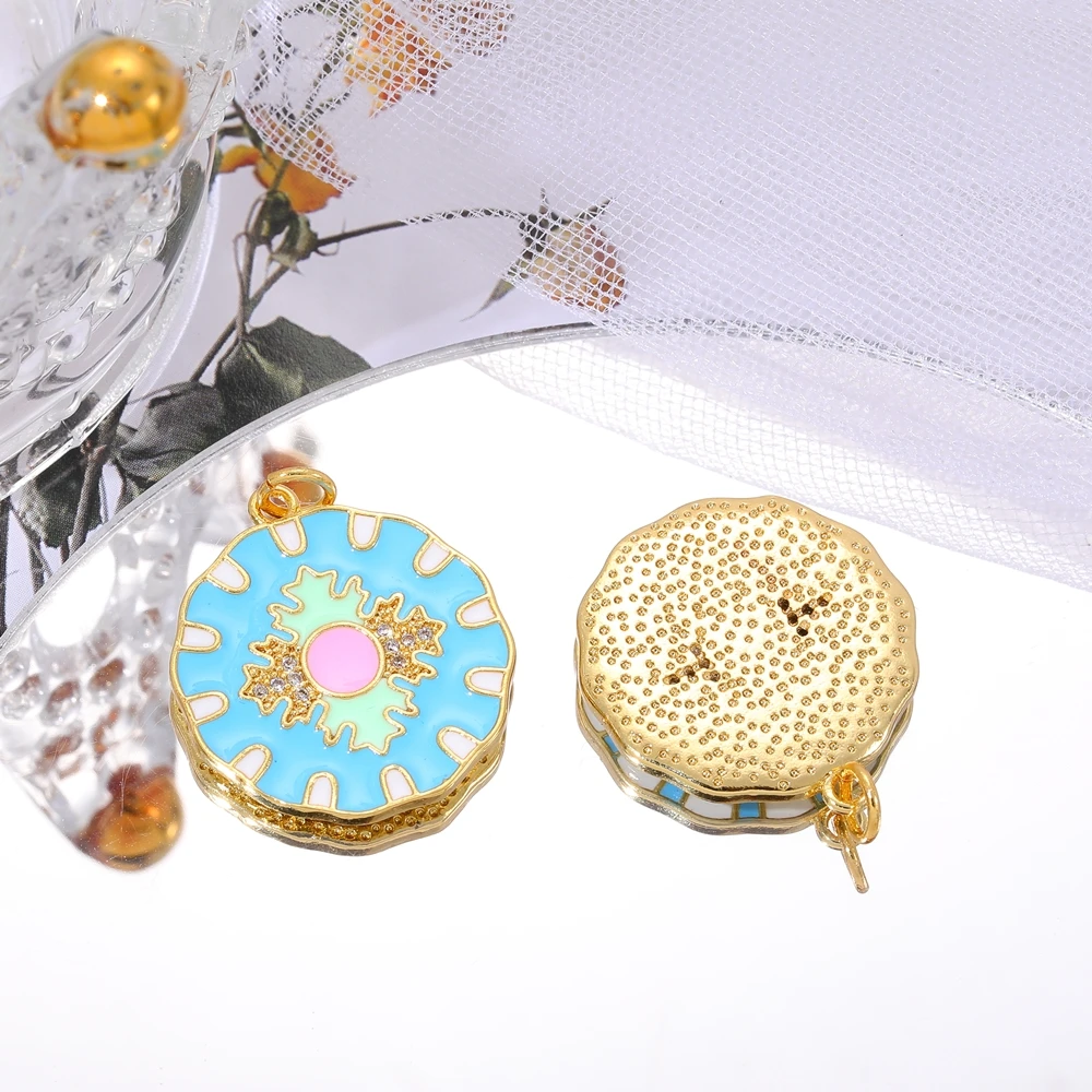 Juya 18K vergoldete Kunsthandwerk bunte Emaille runde Blumen Charms für DIY Frauen Mode Dekorationen Schmuckherstellung – Detail 7