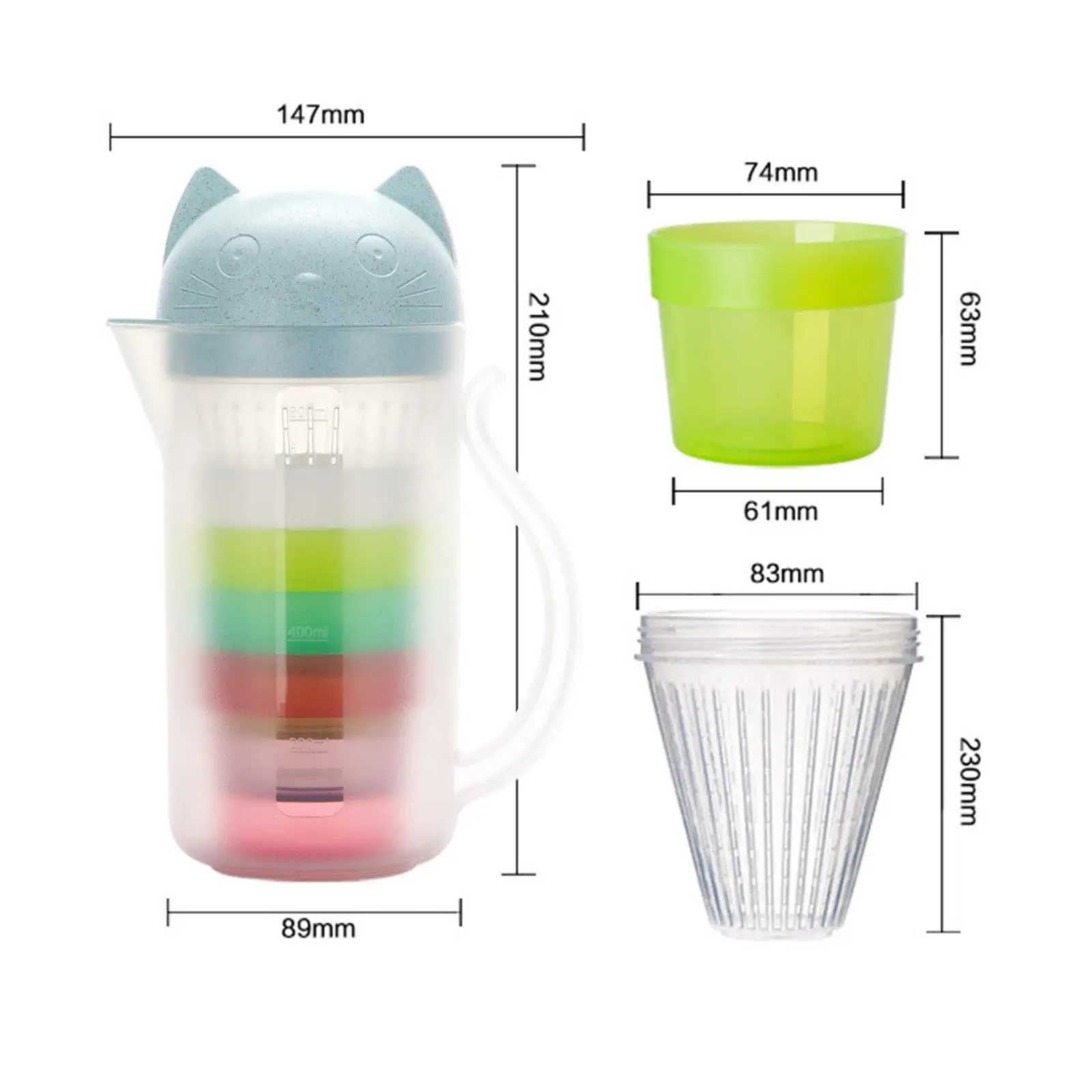 Beverage Pitcher Portable Cute with Filter Ice Tea Pitcher Water Pitcher with Cups for Tea Juice Homemade Beverage Milk Kitchen