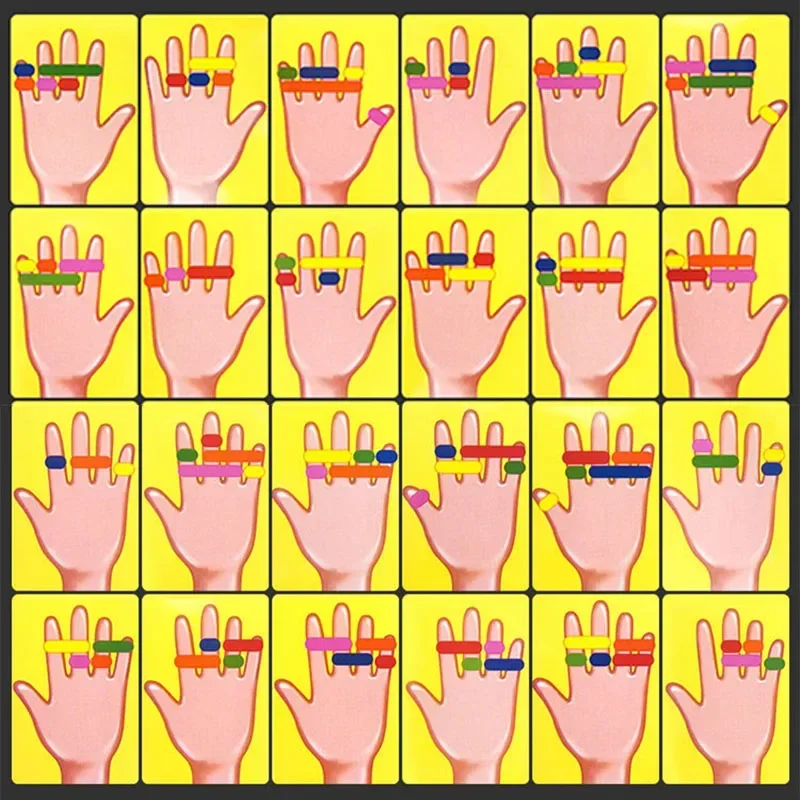 Kids Montessori Toy Early Educational Fingers Ring Game Elastic Bands Color Cognition Think Training Battle Table Game with Card 5