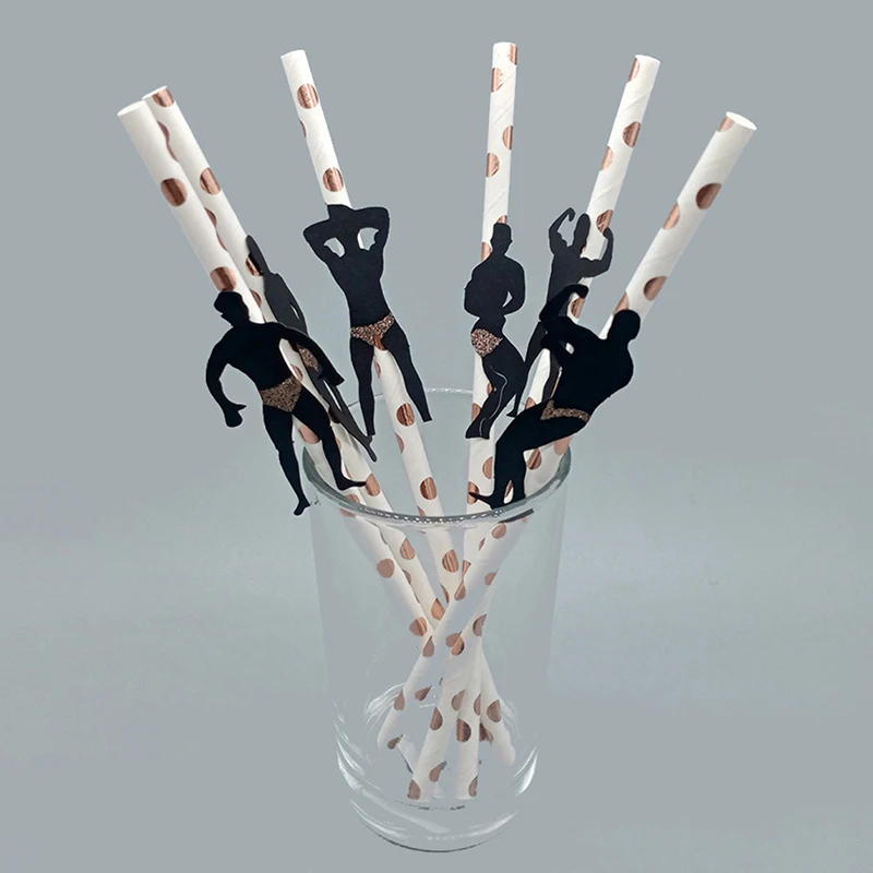 

6pcs Stripper Dancing Men Disposable Drinking Straws paper Biodegradable Cocktail Straws For Wedding Birthday Party Supplies