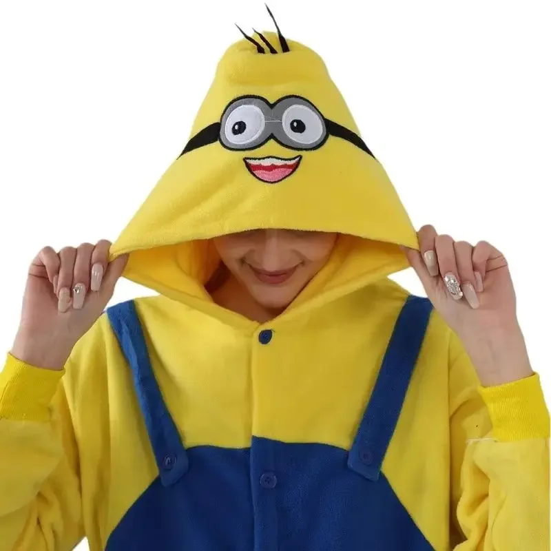 Minions Cosplay Kigurumi Onesies Pajamas Cartoon Anime Jumpsuit Sleepwear Adult Home Clothes Christmas Halloween Costume