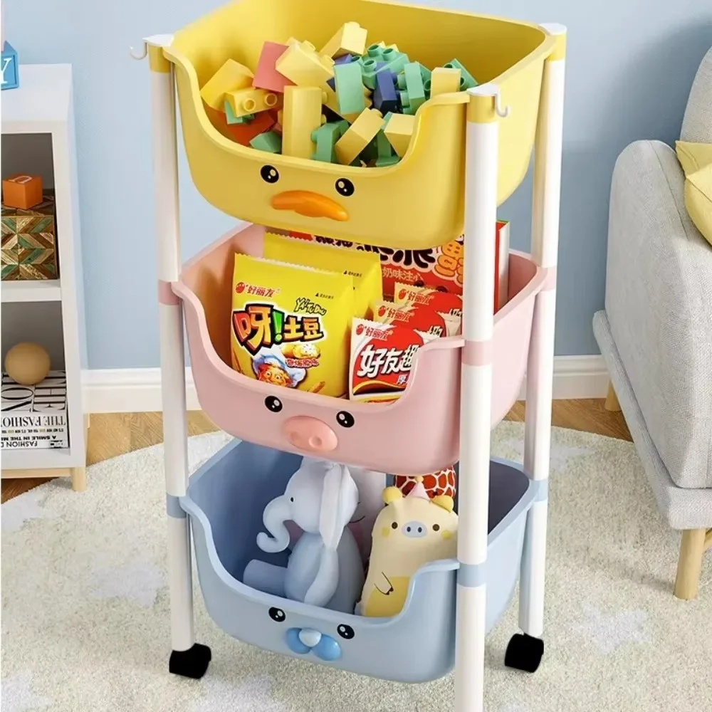Toy Storage Trolley for Miscellaneous Items U-Shaped Opening Design Household Multi-Layer Kitchen Fruit Vegetable Storage Rack