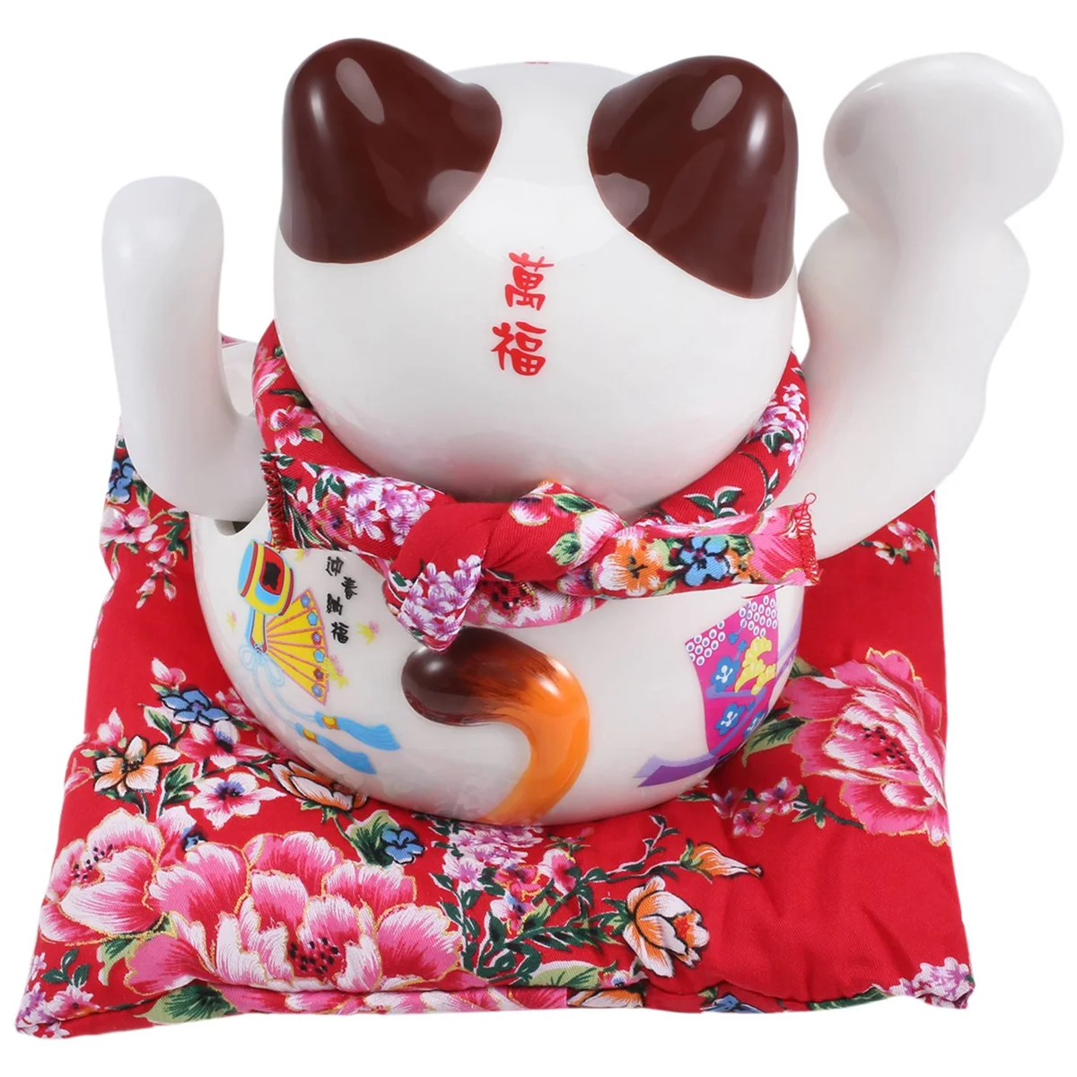 

7Inch Ceramic Beckoning Cat Maneki Neko Ornament Feng Shui Decoration Swing Lucky Cat,C