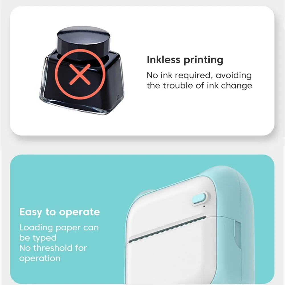 Mini Impressora Etiqueta Impressoras Térmicas Portáteis Inkless Bluetooth Imprimora Portatil Adesivo Papel 57 mm para Android Ios 200dpi A31 - Imagem 6