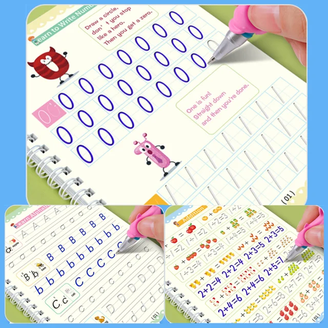 Reusable Magic Copybook Drawing Toys for Children Montessori Pen Control Training Writing Sticker Learning Educational Toy Kids 4