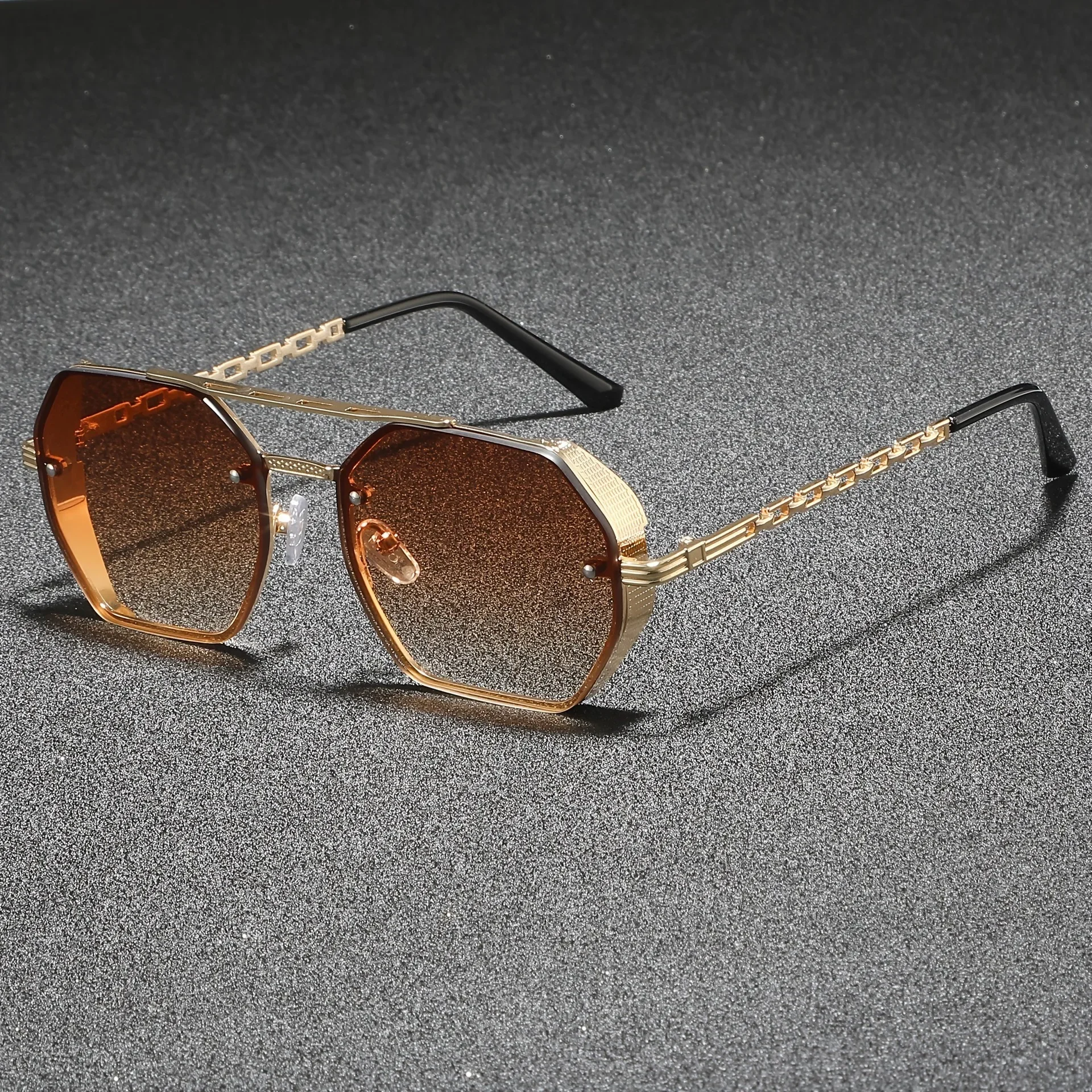 Geometric Metal Frame Sunglasses - UV400 Designer Shades for Men  Women
