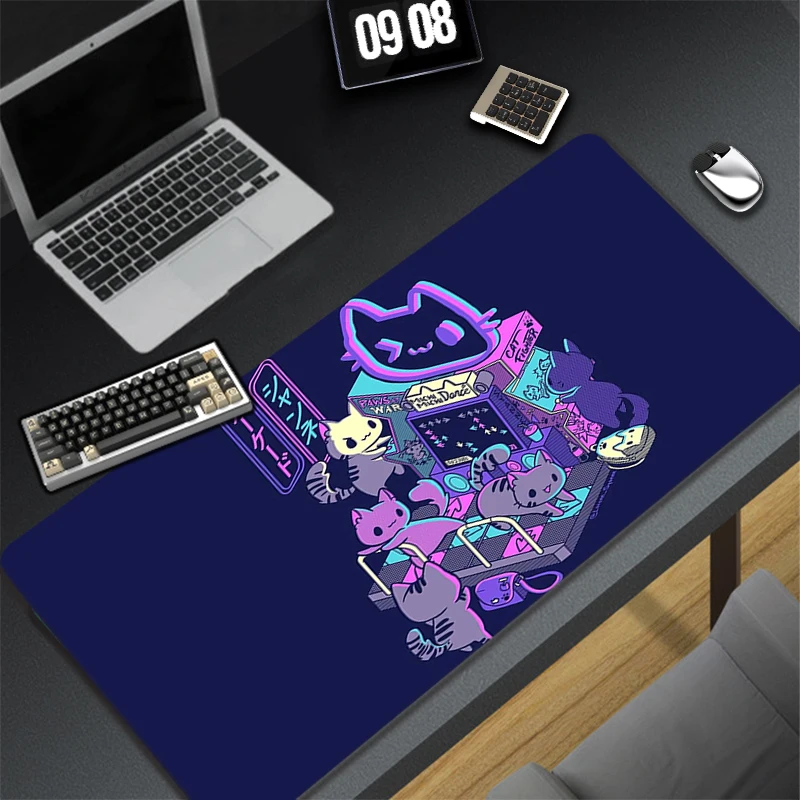 Alfombrilla grande para ratón de Anime, accesorios para juegos de gato rosa, alfombrilla para teclado de ordenador de oficina Kawaii, 400x900, alfombrilla de escritorio para ordenador portátil y Gamer