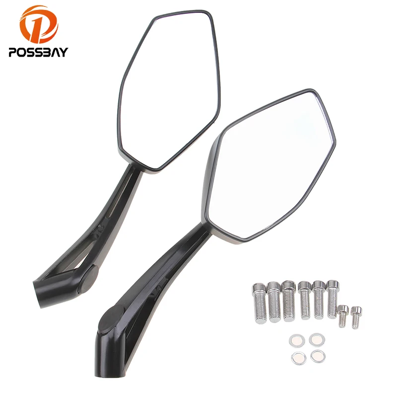 

POSSBAY Universal Motorcycle Mirror Rear Side Bar End Mirrors for Harley Touring Cruiser fit Honda Yamaha Retrovisor