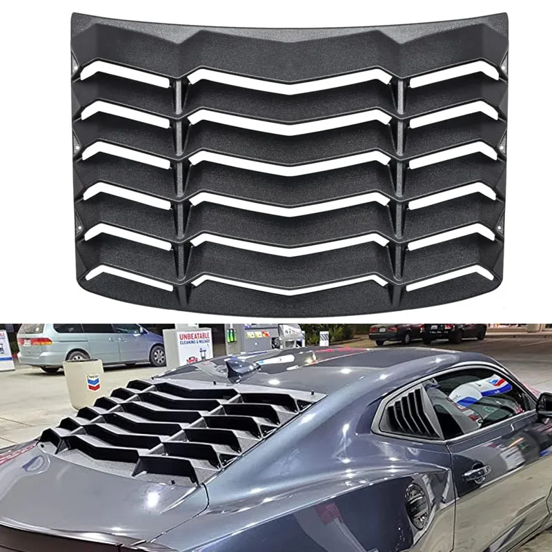 

Rear Window Louver for Chevrolet Chevy Camaro 2016 - 2022, ABS Matte Black Windshield Sun Shade Cover in GT Lambo Style