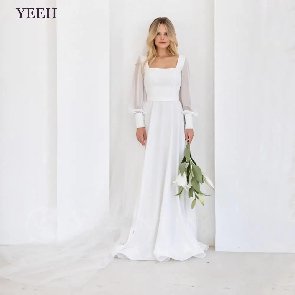 Simple Off The Shoulder Pleated Stain Wedding Dress Elegant Criss-Cross V-Neck A-Line Floor Length Backless Bridal Gown