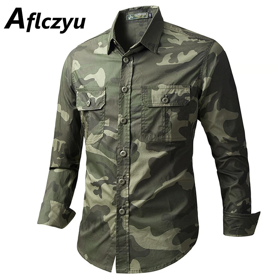 Military Camouflage Shirt Men Long Sleeve Shirts Spring Autumn Camo Cargo Shirts Male Fashion Casual Blouse tactical military uniform combat camo russian army suits training team airsoft paintball shirts cargo pants pads mens clothes