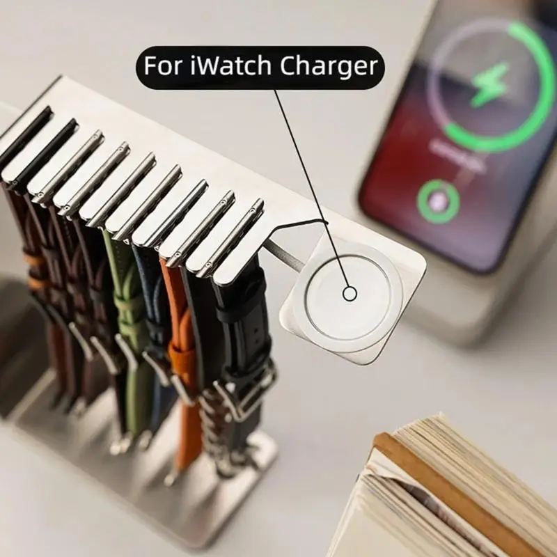 Metal Watch Charging Base Smartwatch Stand-Cradle for Watch with Wristwatch Band Strap Storage Holder