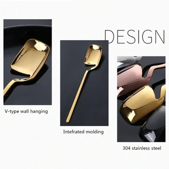 Creative Long Handle Wall Hanging Spoon Stainless Steel Dessert Mixing Ice Cream Tea Coffee Spoon Stirring Spoon Tableware Party 2