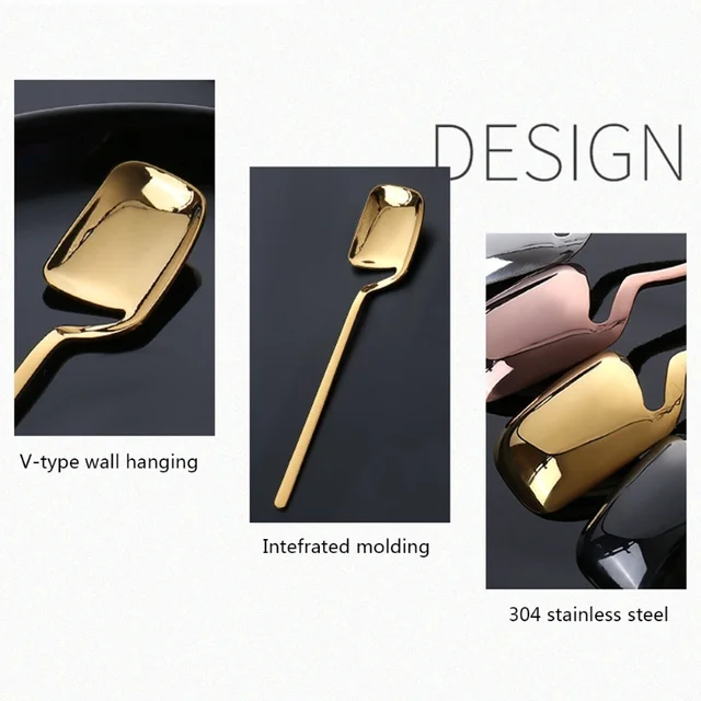 Creative Long Handle Wall Hanging Spoon Stainless Steel Dessert Mixing Ice Cream Tea Coffee Spoon Stirring Spoon Tableware Party 2
