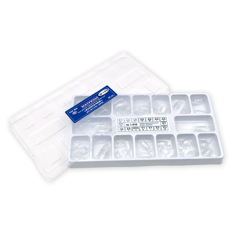 64Pcs/Box Dental Adult or Child Transparent Crowns Dentist Tools 1.910 1.912 Preformed Molar Tooth Crown 3