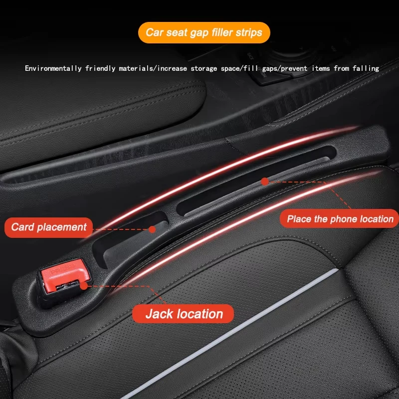 2Pc Universal Car Seat Gap Filler Side Seam Plug Strip for All Car Model Seat Gap Storage Organizer Leak-proof Filling Strip