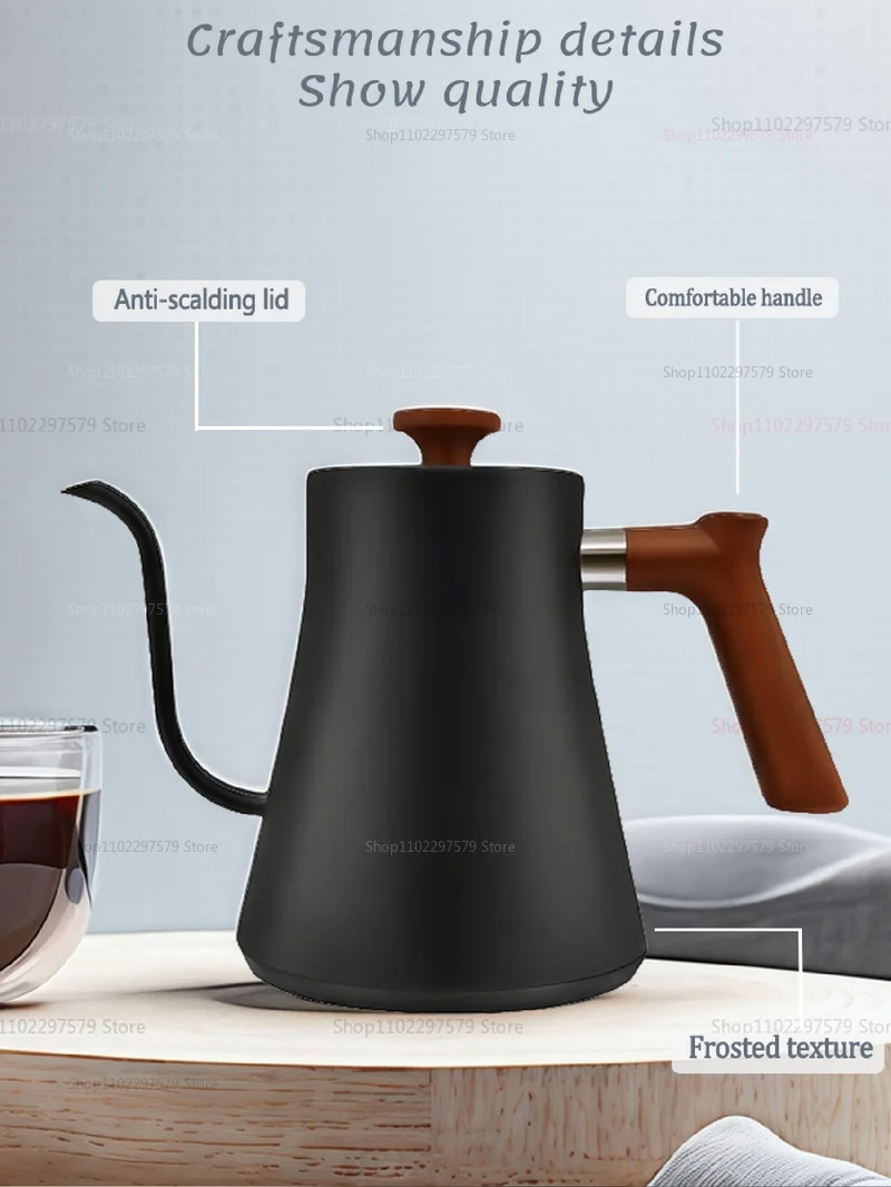 Description Picture 2 of itemElectric Stainless Steel Drip Coffee Kettle With Wooden Handle Gooseneck Teapot High-Value Kettle For Barista And Home Use