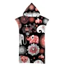 Hooded Bath Towel Robe Poncho Swimming Beach Towel Surf Man Lady Fast Quick Dry Bathrobe Beachwear-Floral Elephant Owl Pattern 3