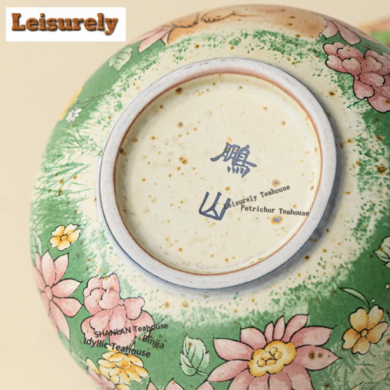 Caramel Glaze Flower-picking Rabbit Gourd Travel Tea Set Kit Retro 1 Pot 2 Cups Tea Maker Organizer Portable Camping Tote Bag