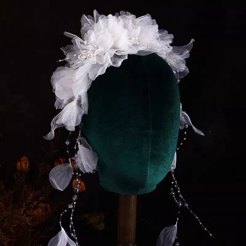 Gorgeous Crepe Flower Hairband for Bridal Headwear Mori's Fairy Handmade Accessories