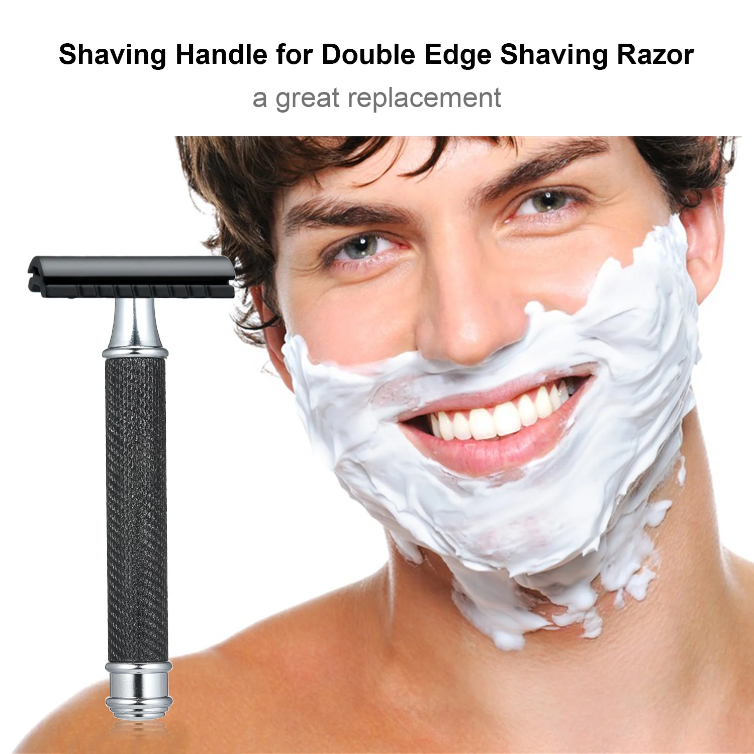 Stainless Steel Shaving Handle for Double Edge Shaving Razor Safety Replacement Beard Razor Handle Grip Shaving Tool Accessories
