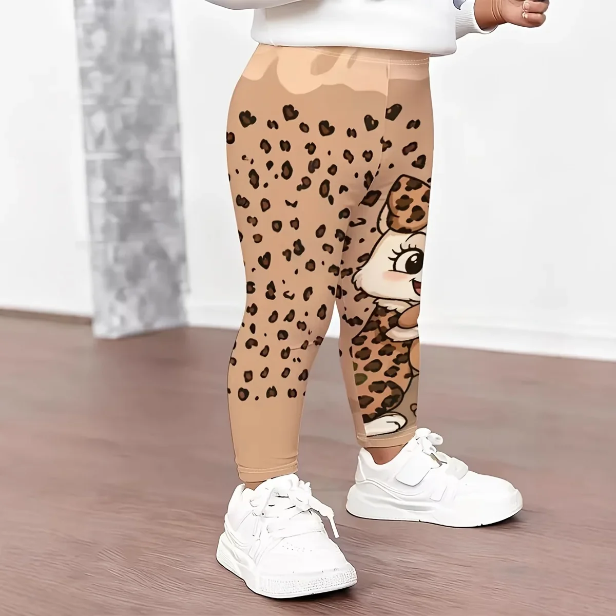1 paio di leggings stampati carini, comodi e traspiranti, elastici, adatti a tutte le stagioni, abbigliamento da gioco per ragazze - immagine 3