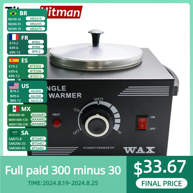 Wax Heater Hair Removal Wax Hair Removal Tool Electric Hot Wax Heater Paraffin Hot Facial Skin Spa Salon Equipment Adjustable Temperature Portable Home