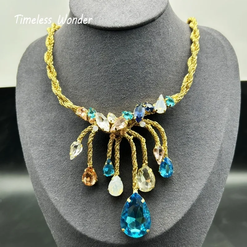 

Timeless Wonder Fancy Zircon Geo Firework Statement Necklaces for Women Designer Jewelry Goth Runway Luxury Mix Rare Set 4022