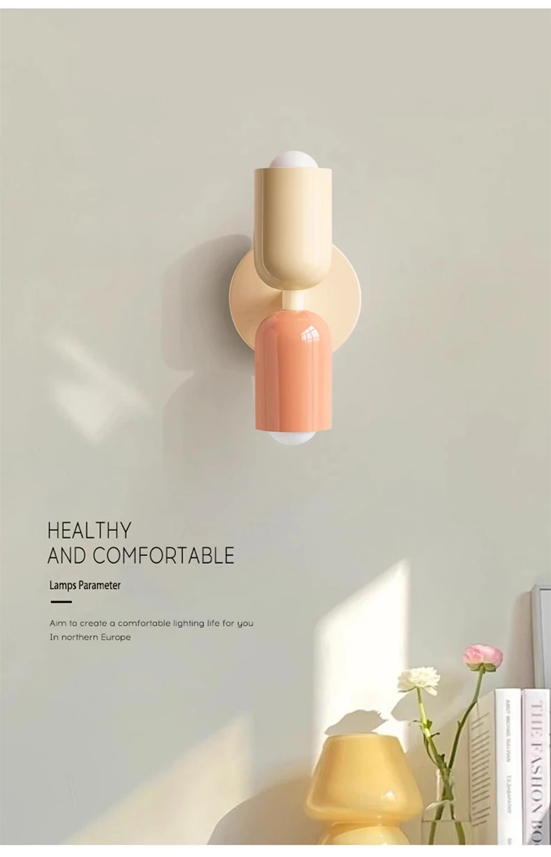 Description Picture 6 of itemModern simple capsule color combination wall lamp personality creative warm bedside wall lamp children's room bedside warm lamp