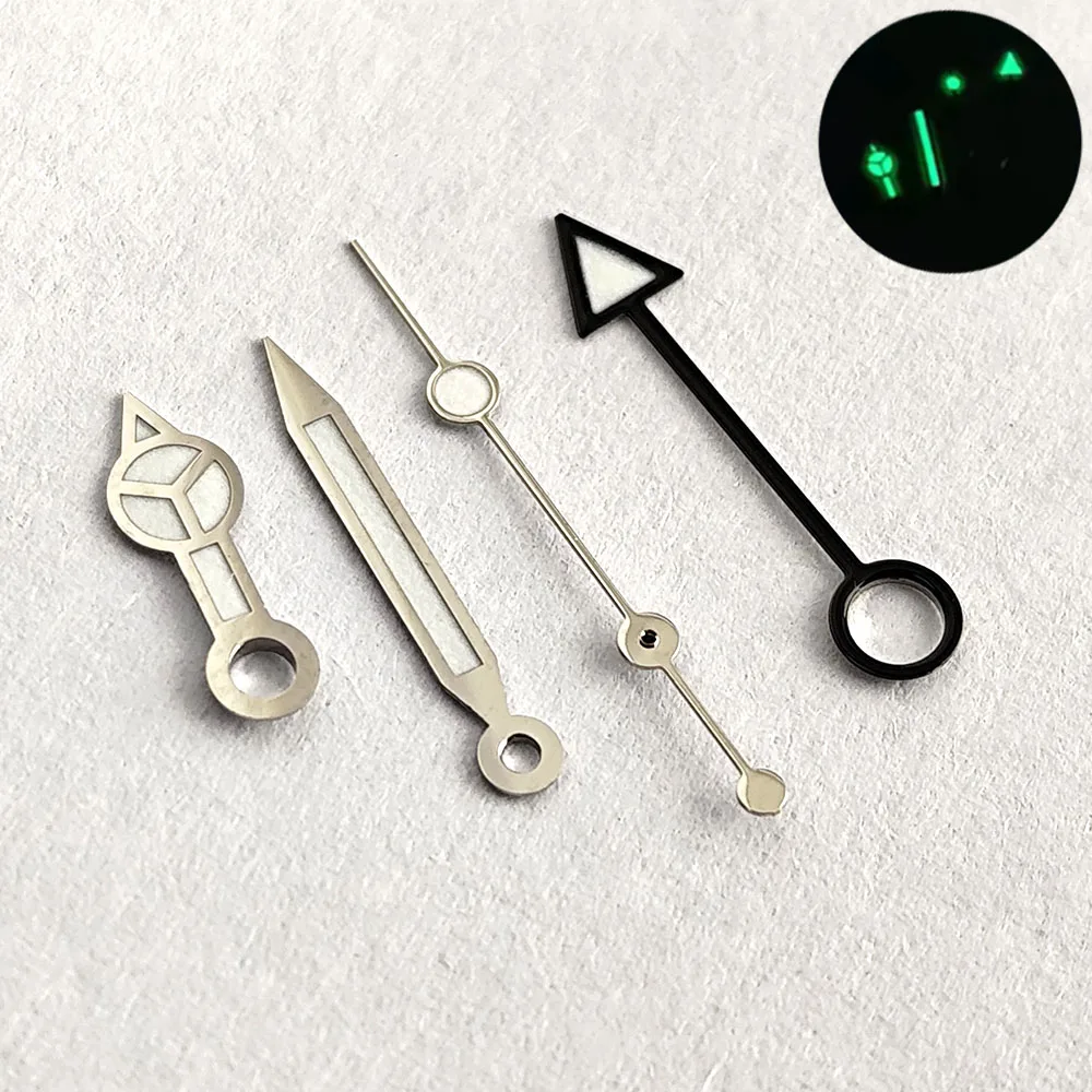 Enhanced GMT Luminous Watch Hands in Blue & Green