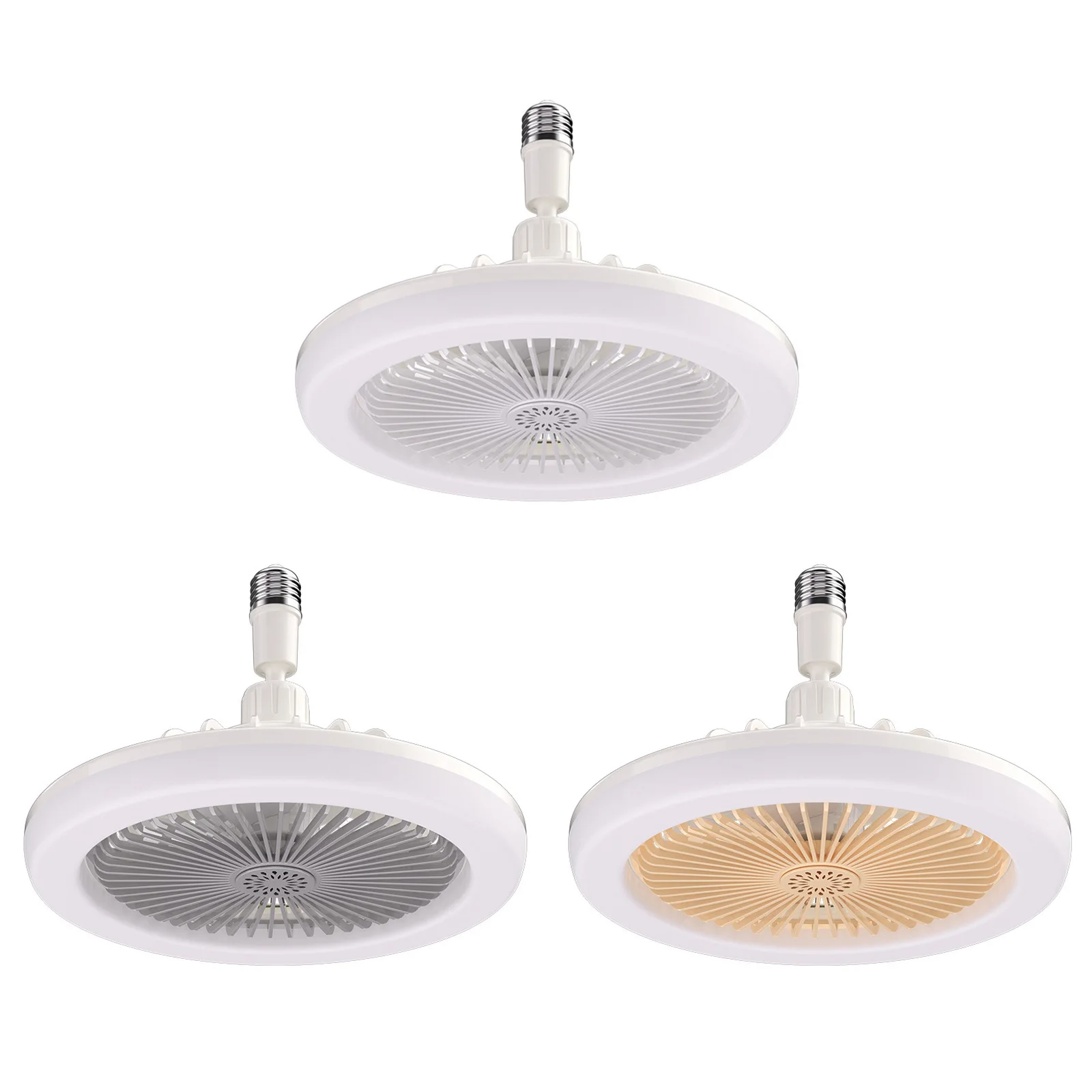 Ceiling Fan Lamp Universal E27 Light Holder Fan Chandelier 3-balde Mute Stepless Dimming Timing 3-gear Wind for Living Room