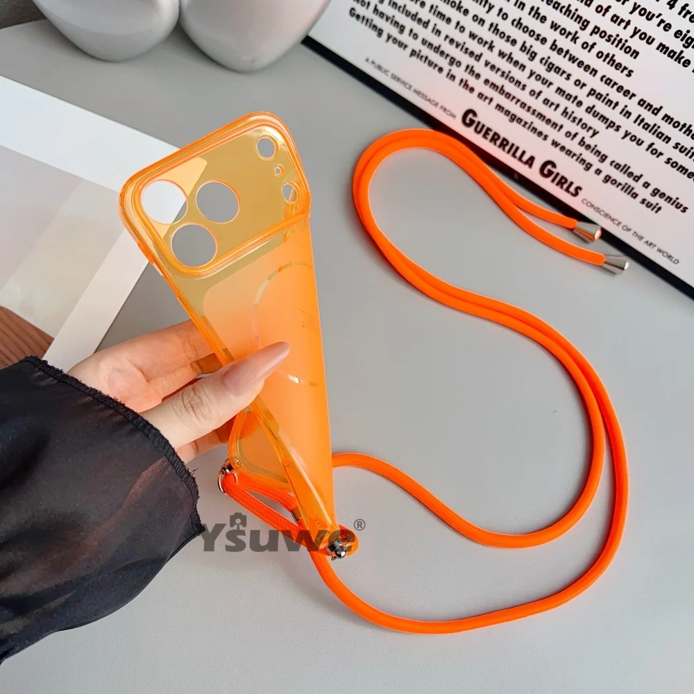 Crystal Clear Crossbody Necklace Lanyard Phone Case with Transparent Strap