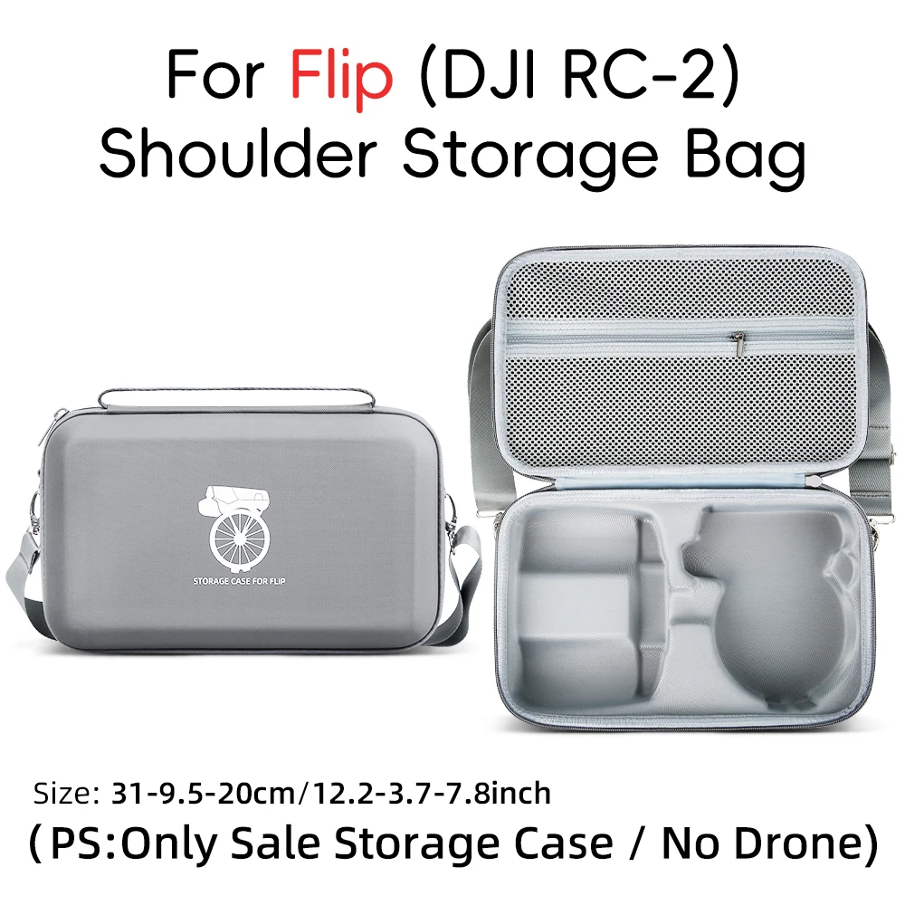 Sac bandoulière DJI Flip Fly More Combo porté en bandoulière, étui pour RC 2 et accessoires bien ajusté.