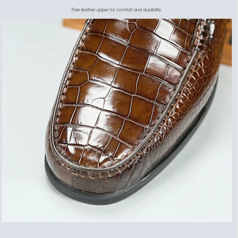New Crocodile Fashion New High-end Casual Leather Suede With Soft Soles One Foot Business Men's Boat Walking Male Oxford Shoes