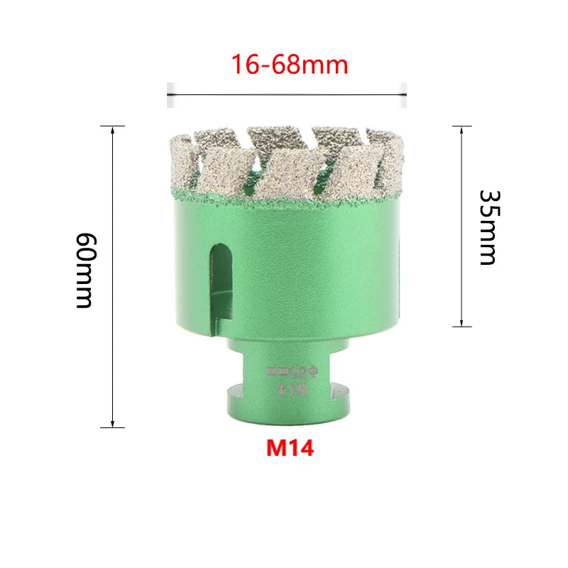 다이아몬드 드라이 드릴 비트 M14 스레드 구멍 톱 드릴링 코어 비트 세라믹 타일 화강암 대리석 6-68mm 사이클론 유형 구멍 오프너 도구
