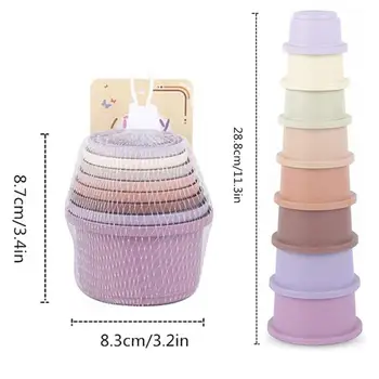 8Pcs Stacking Cups Toys for Rabbits Chinchillas Guinea Pigs Multi-Colored Reusable Plastic Nesting Toys Stacking Cups Set 5