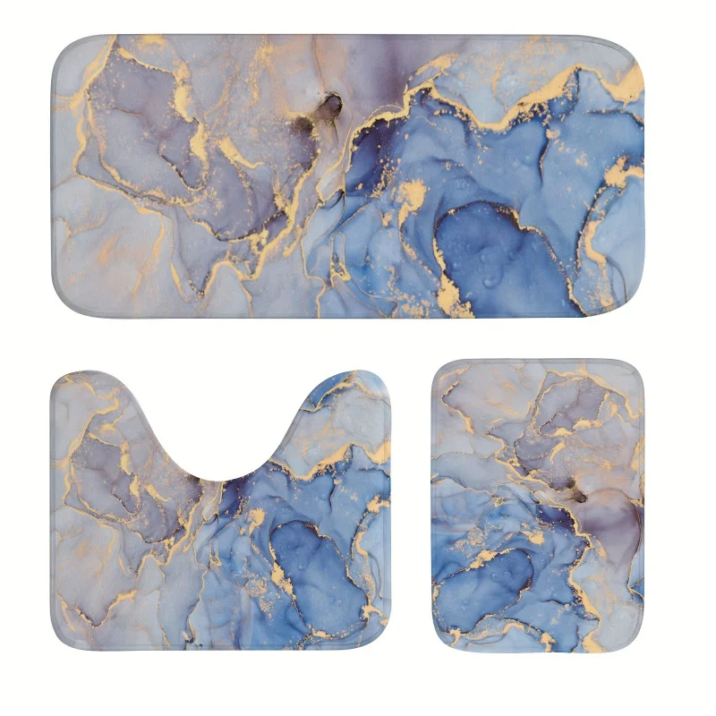 Bathroom non-slip mat set of 3 (translucent shades), bathtub non-slip mat 39.98X79.98 cm, bathroom rug 39.98X59.99 cm, toilet U-