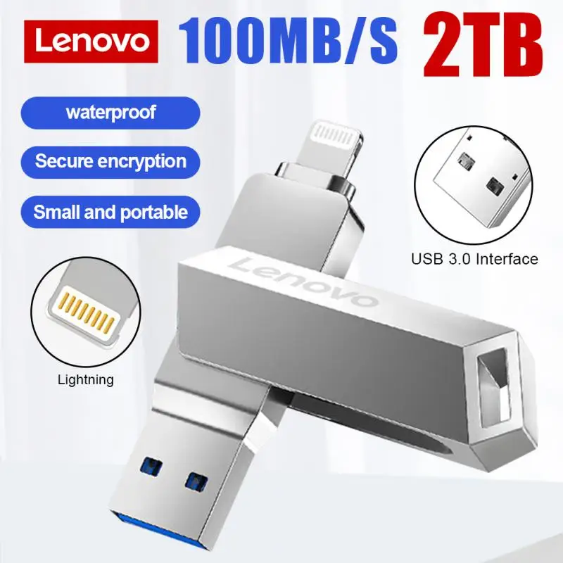 Nuovo Lenovo 2Tb Usb Flash Drive Usb3.0 Memory Stick 128Gb Pendrive 1Tb Metallo Usb C Disk 2-In-1 Type-C Cle Usb Logo Gratuito All'Ingrosso