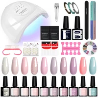 Complete Nail Art Design Kit 6/10 PCS Gel Nail Polish with 36W/48W UV LED Nail Lamp Semi Permanent Gel Varnish Maniure Tools Kit 1