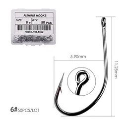 High Carbon Premium Fishing Hooks - 50PCS Set (Size 6 - 50pcs)